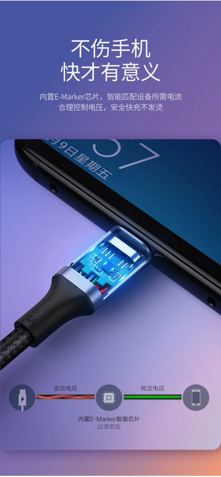 绿联type-c公对公pd100w快充线