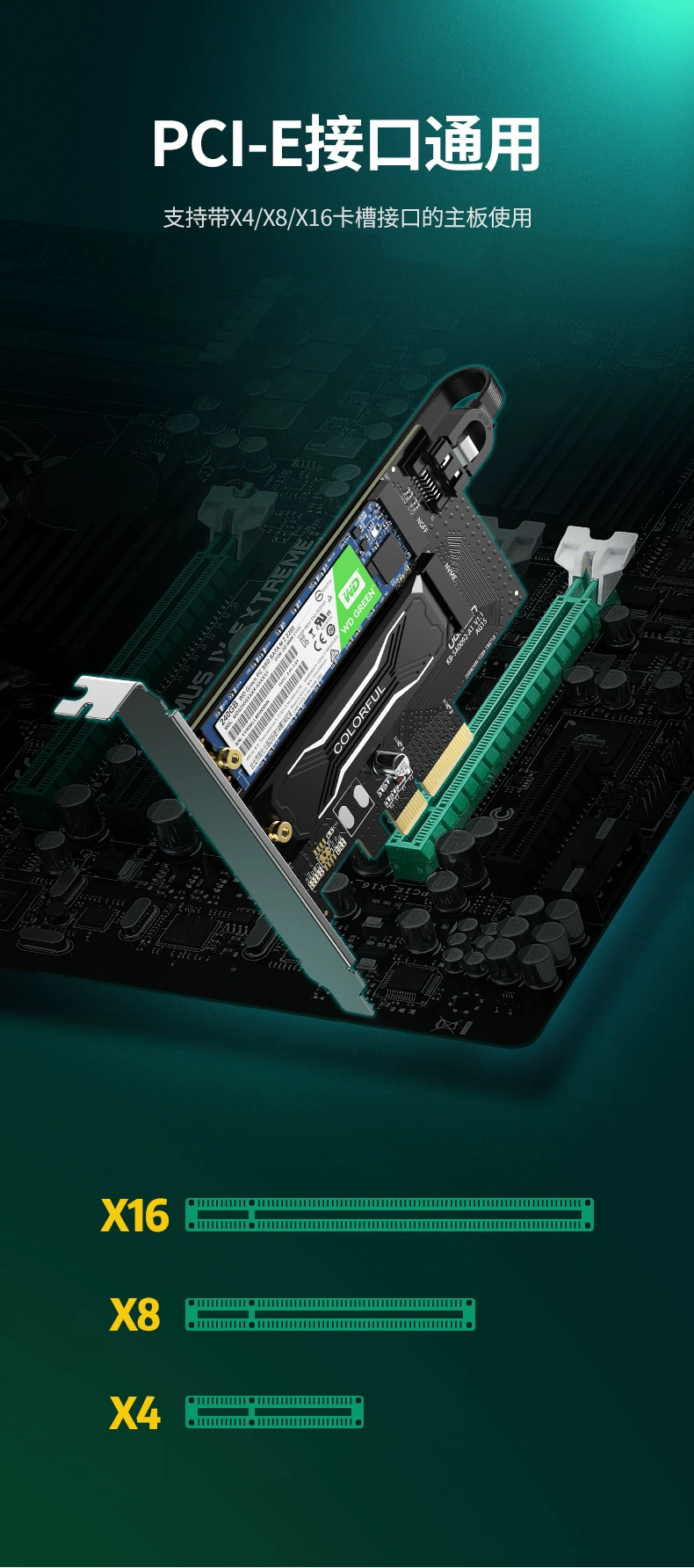 绿联m.2转接卡固态硬盘盒，pci-e转nvme/ngff