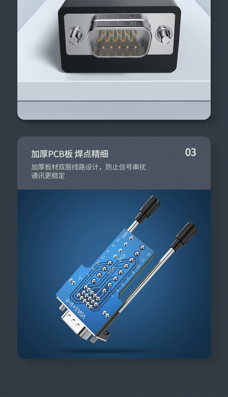 绿联vga免焊接头公3 6 9连接器3排15针db15