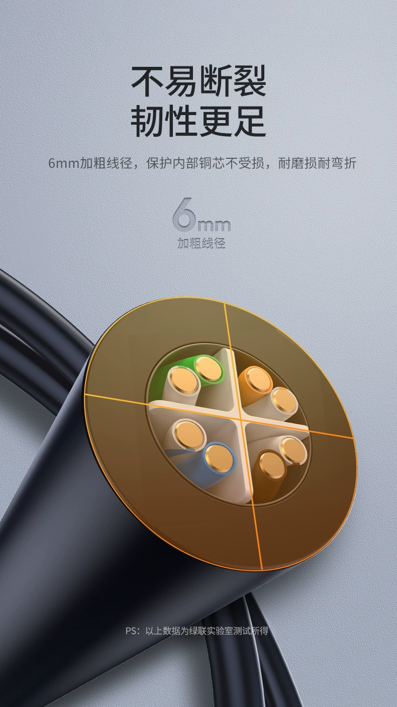 绿联六类弯头网线，cat6千兆纯铜网线
