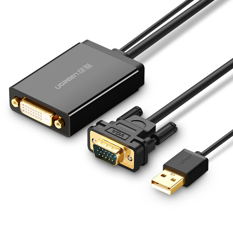 绿联vga转dvi转换器24 1，1080p高清接口镀金