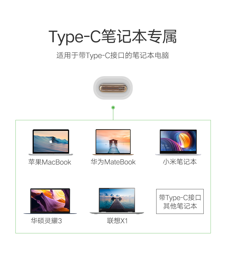 绿联type-c转hdmi vga，mate10苹果笔记本投影仪转换器