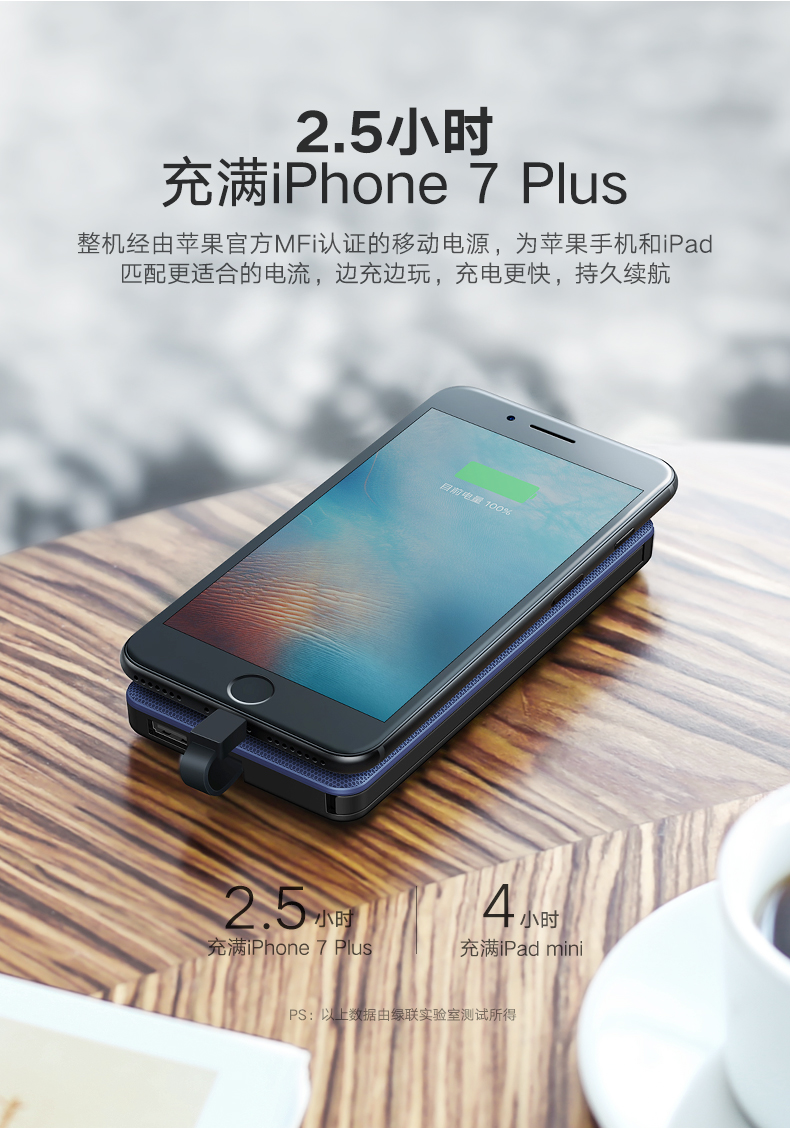 绿联苹果移动电源，10000毫安带usb线和苹果数据线