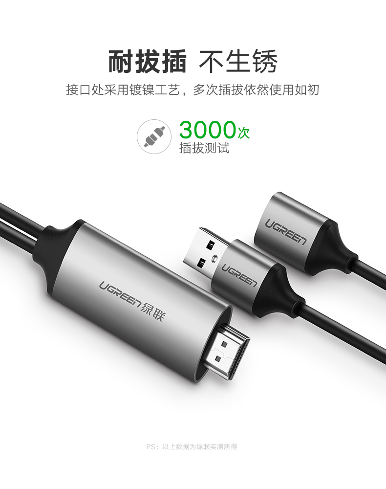 绿联手机投屏线，安卓/苹果全兼容手机电视视频转换器