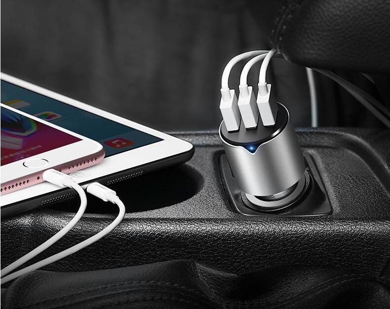 绿联一拖三车载充电器，5.8a三口usb车载快充充电器