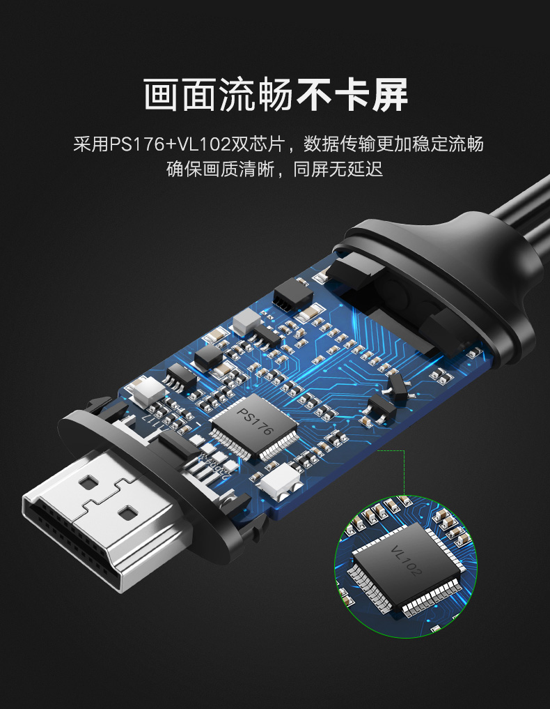 绿联type-c转hdmi，华为mate10三星s8手机连接电视投屏线