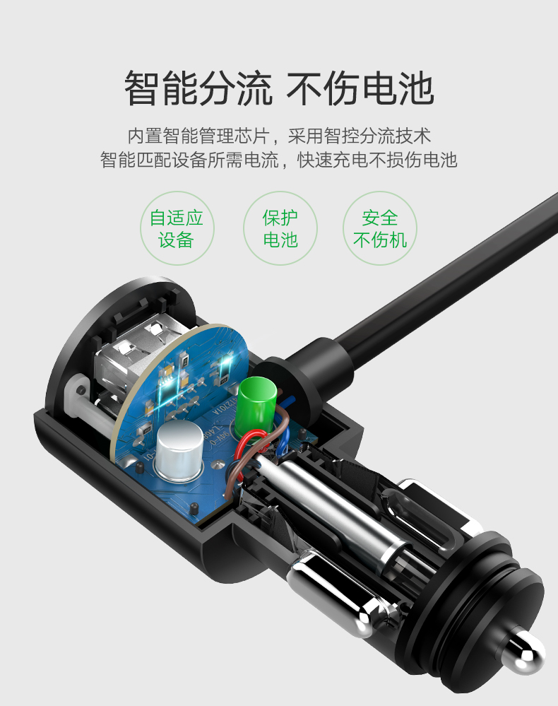 绿联一拖三车载充电器，双口usb车充加三口点烟口拓展