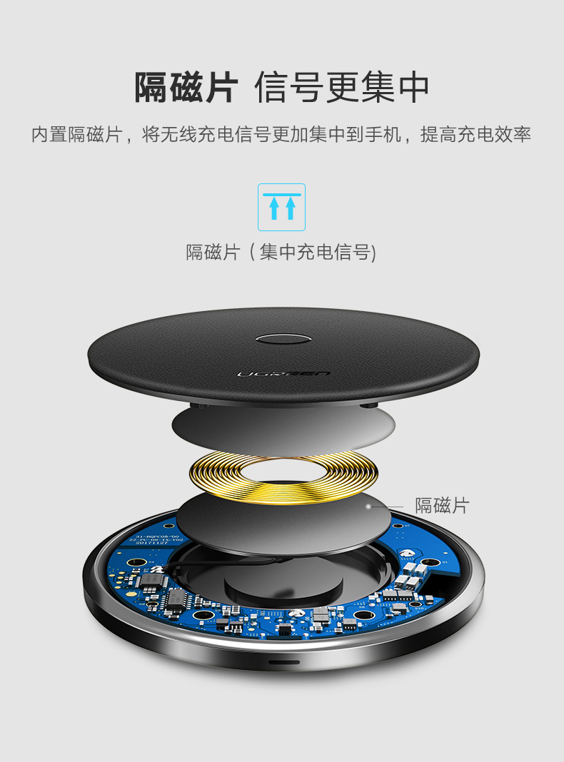 绿联苹果x无线充电器，无线快充iphonex/8/8p三星s8s9专用