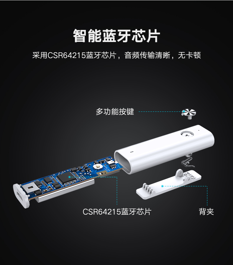 绿联蓝牙5.0音频接收器，有线耳机通用蓝牙适配器aptx ll认证