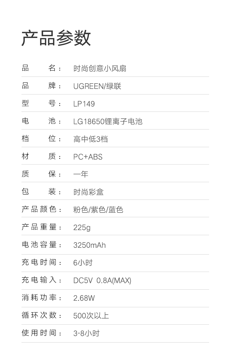 绿联手持桌面小风扇，夏天办公户外便携usb充电风扇