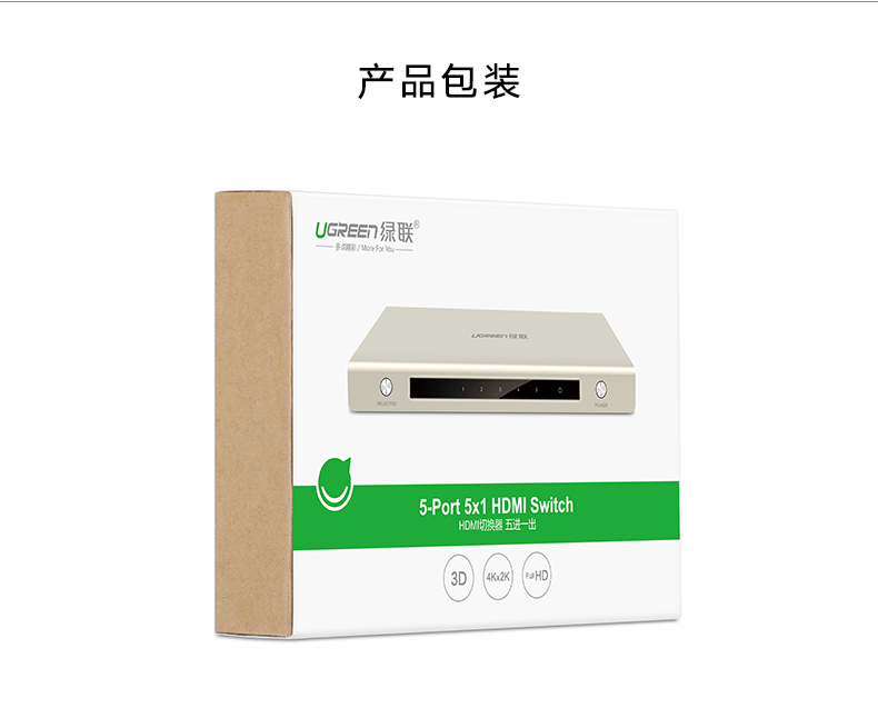 绿联hdmi切换器5进1出高清视频共享器