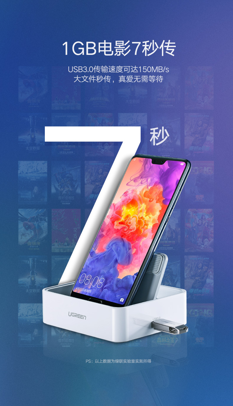 绿联type-c手机智能扩展底座，锤子坚果华为手机同屏扩展坞