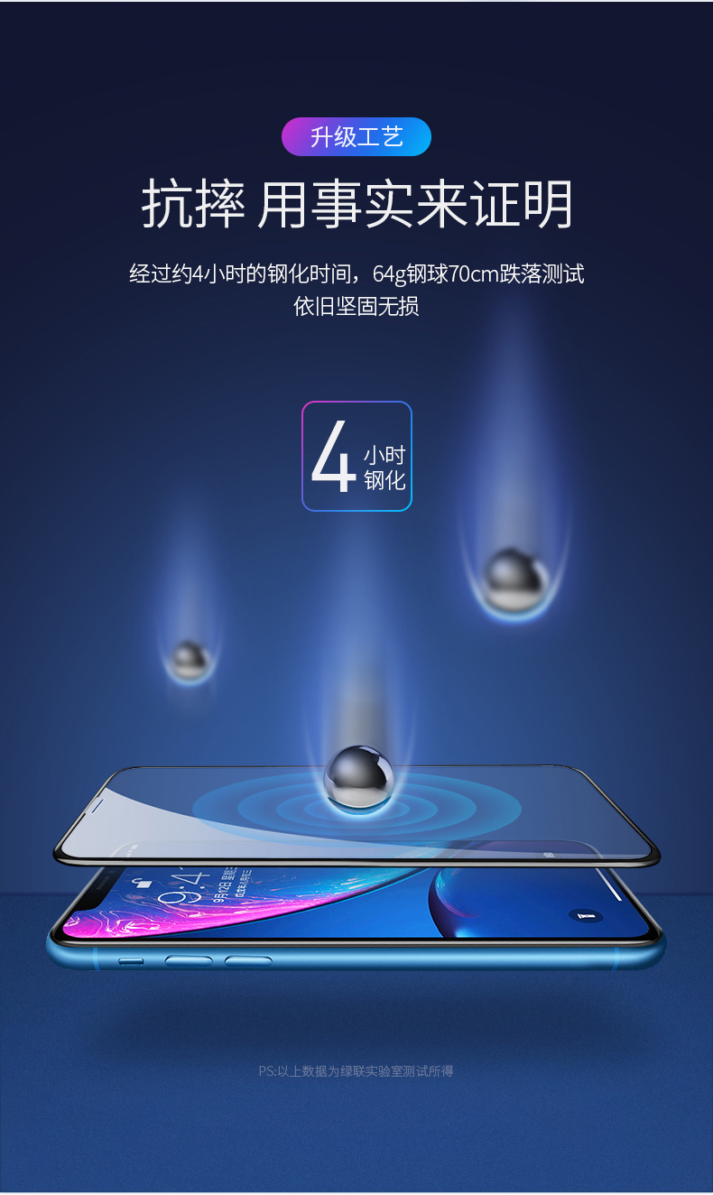 绿联iphone xr钢化膜，9d全屏蓝光防爆手机贴膜