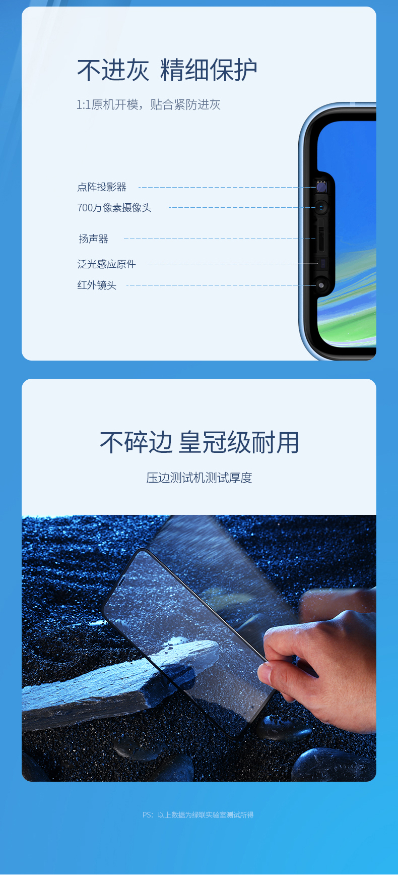 绿联iphone xr钢化膜，9d全屏蓝光防爆手机贴膜