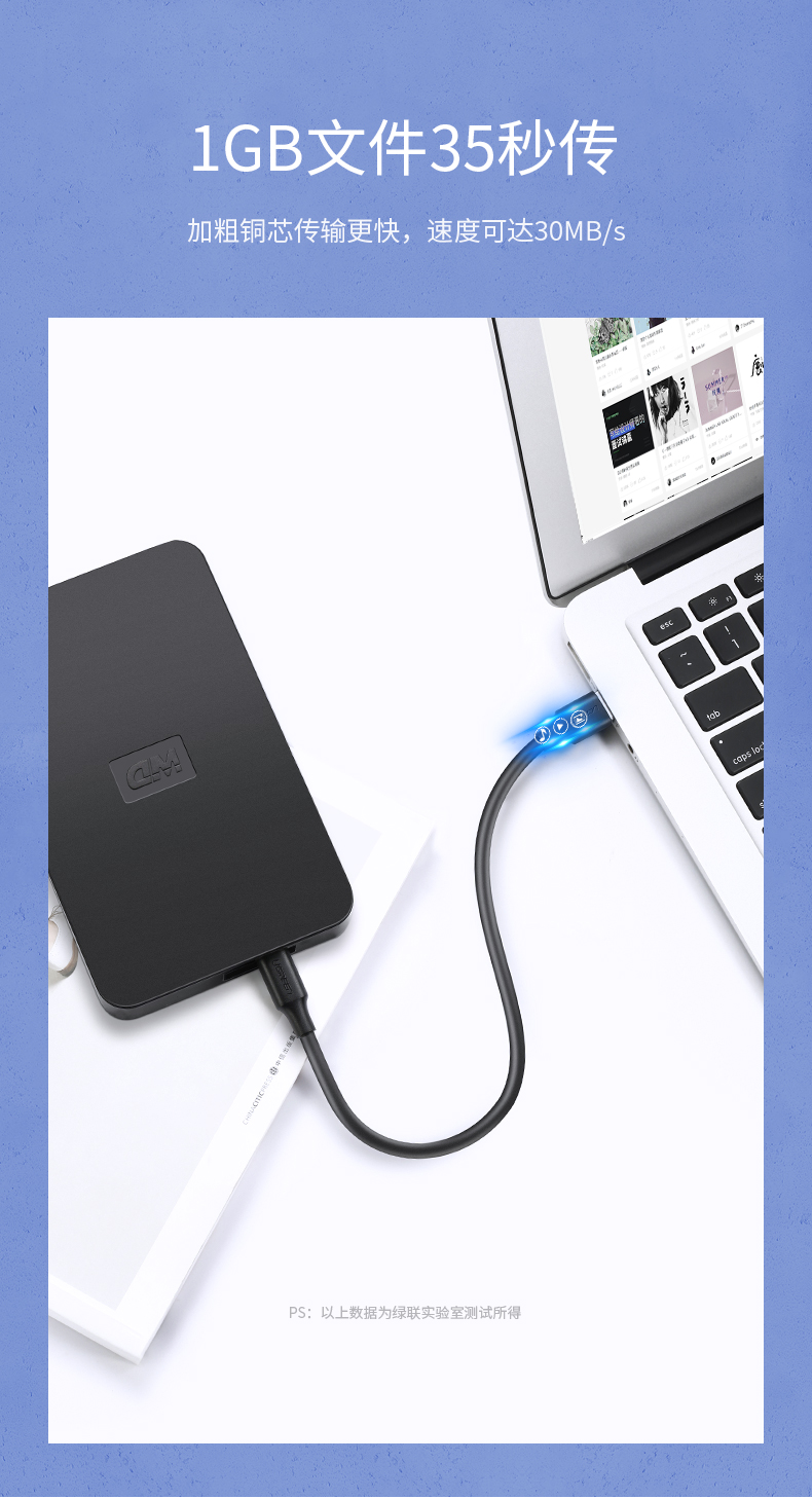 绿联mini usb数据线 mp3相机汽车导航充电线