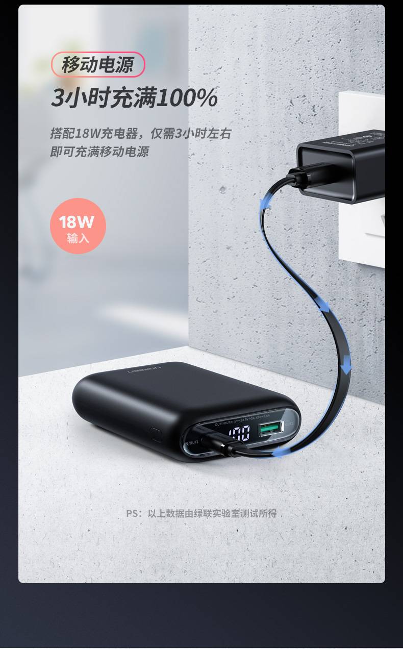 绿联pd快充充电宝10000mah