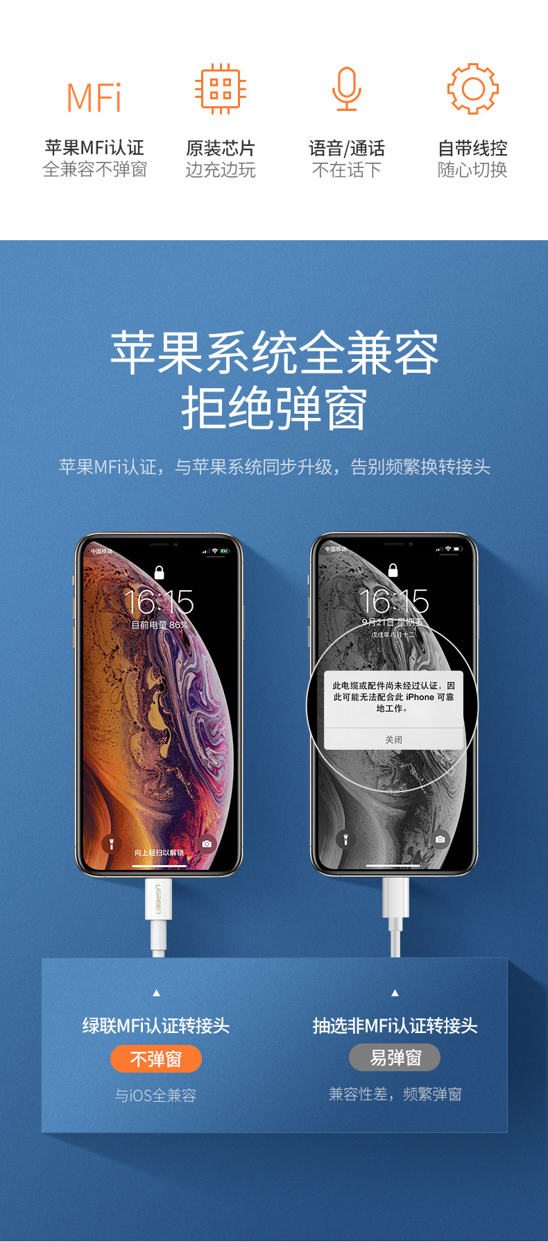 绿联lightning转耳机 充电二合一转换器