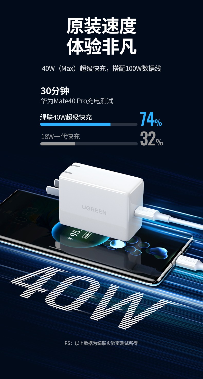 绿联40w超级快充充电器