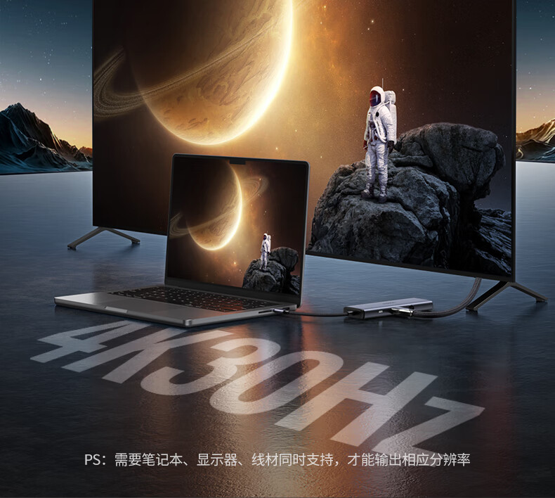 ugreen cm512扩展坞在办公桌上的使用场景，连接多种设备