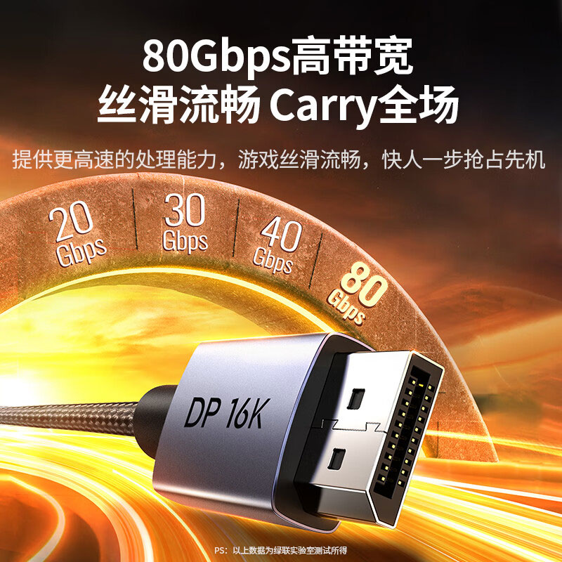 绿联dp2.1公对公连接线 高清合金款支持8k 16k