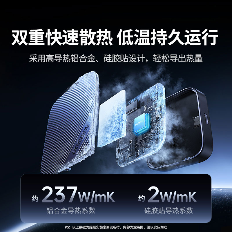 绿联磁吸硬盘盒 nvme协议支持2230/2242固态硬盘