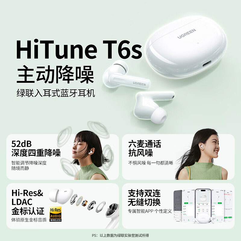绿联hitune t6s 主动降噪蓝牙耳机