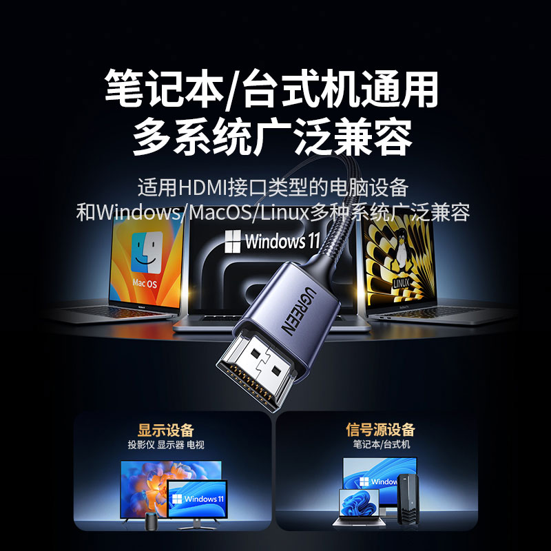 绿联hdmi 4k无线投屏器 50米点对点传输