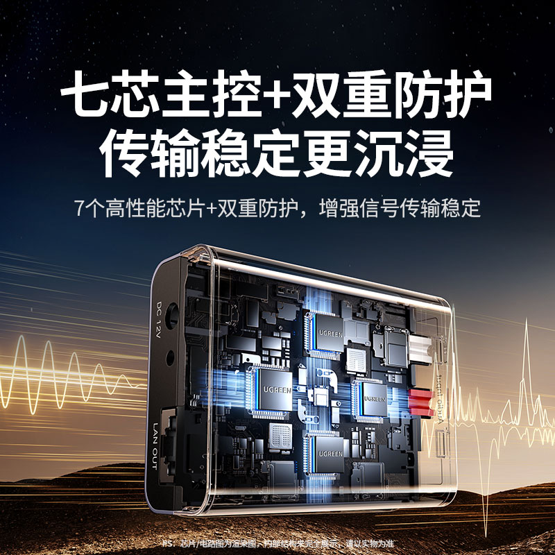 绿联音频网线延长器一对一传输 500米