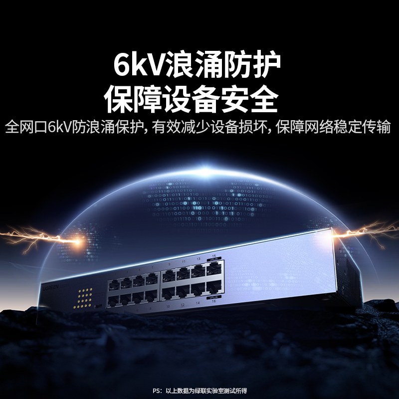 绿联16口千兆交换机 企业级机架式网络分线器