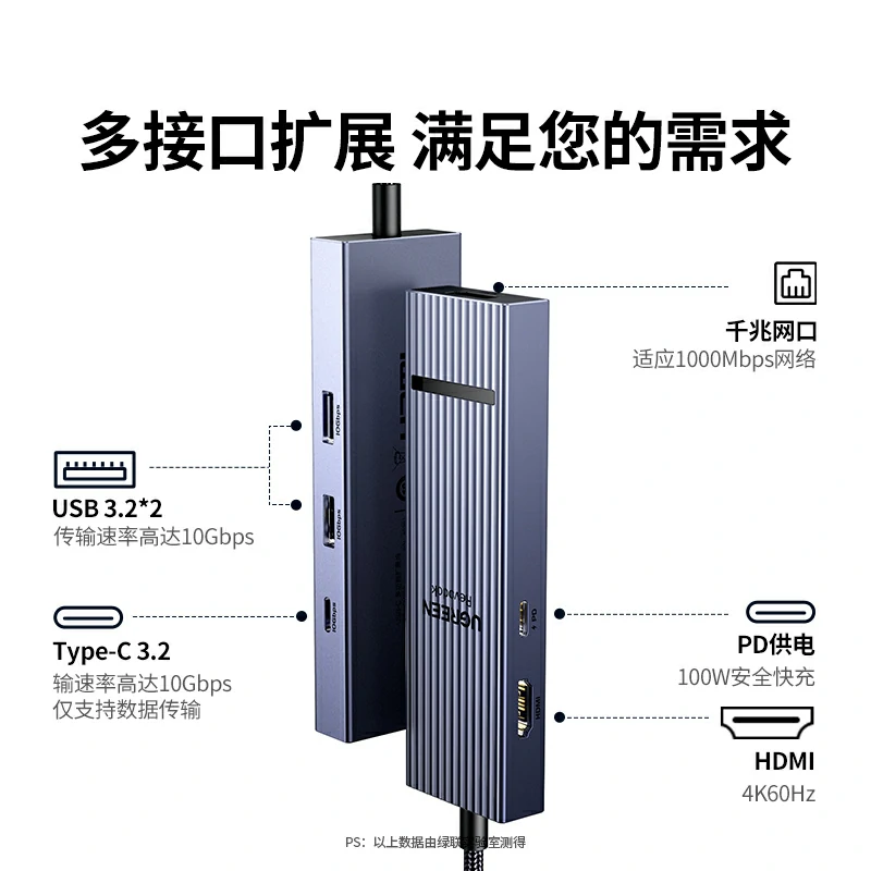 绿联type-c六合一鳍纹扩展坞