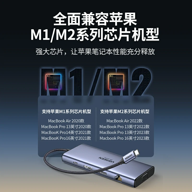 绿联9合1usb-c多功能拓展坞 双hdmi 4k