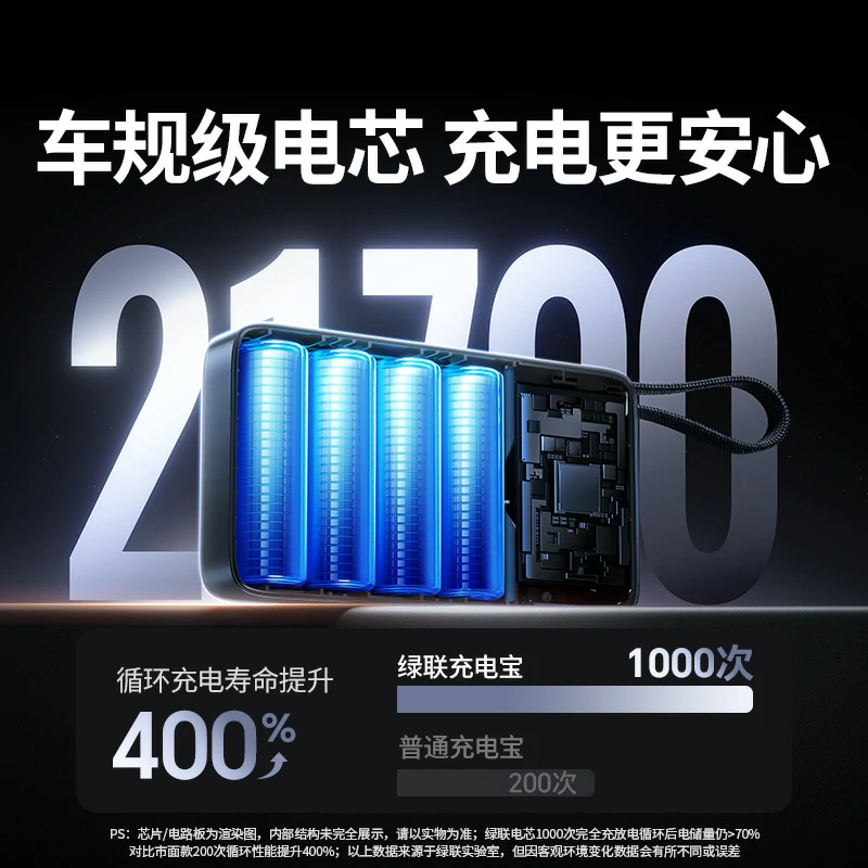 绿联67w自带线 超能块 充电宝 20000mah