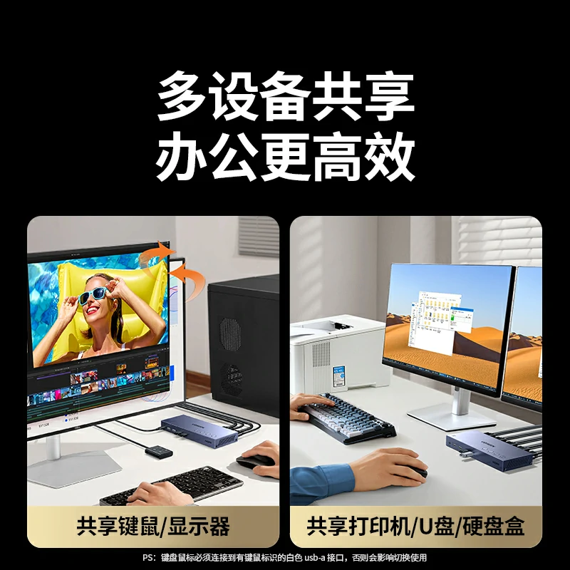 绿联hdmi kvm无缝切换器 四进一出