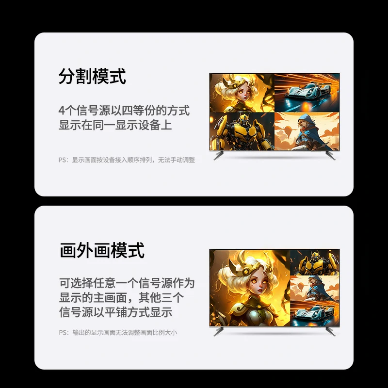 绿联hdmi画面分割器4k高清四进一出切换