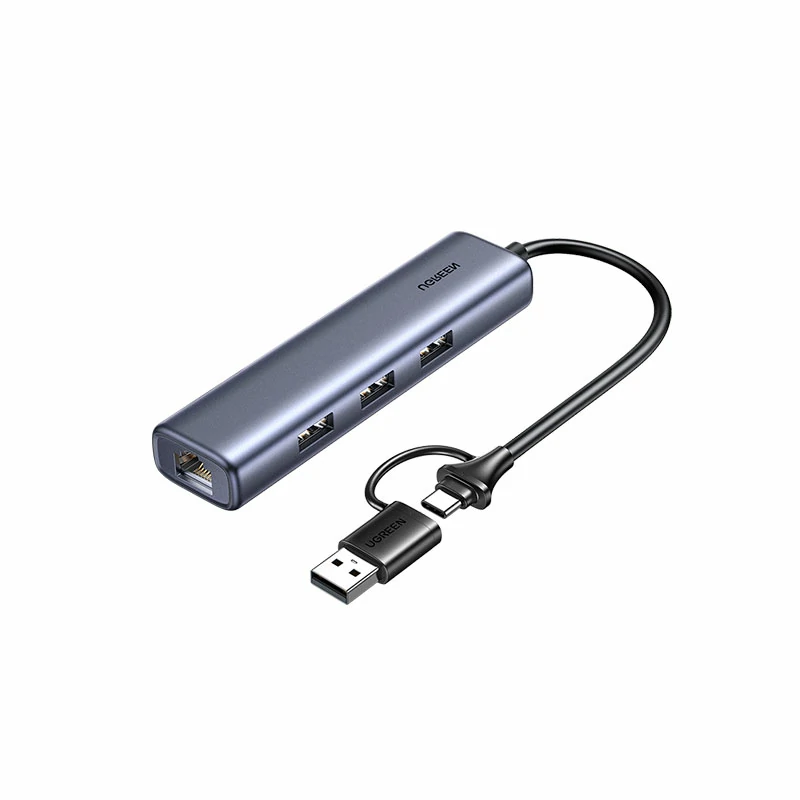 绿联usb type-c转千兆网口-集成3口usb3.0扩展坞