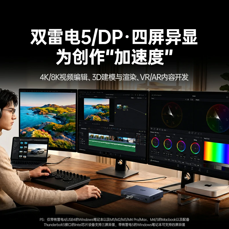 绿联雷电5认证多功能扩展坞 8k60hz