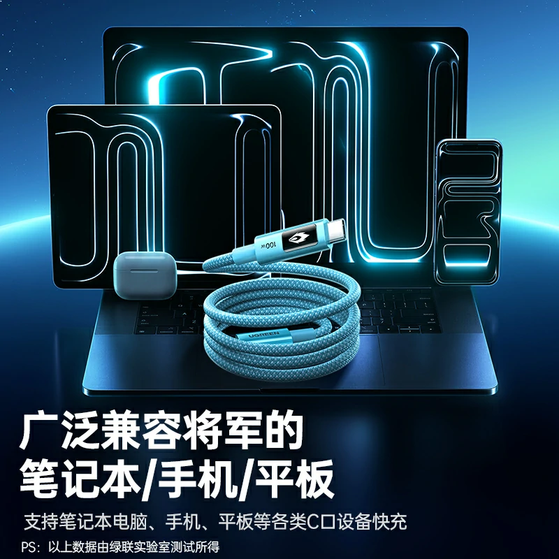 绿联崩坏星穹铁道联名 100w快充数显双c线