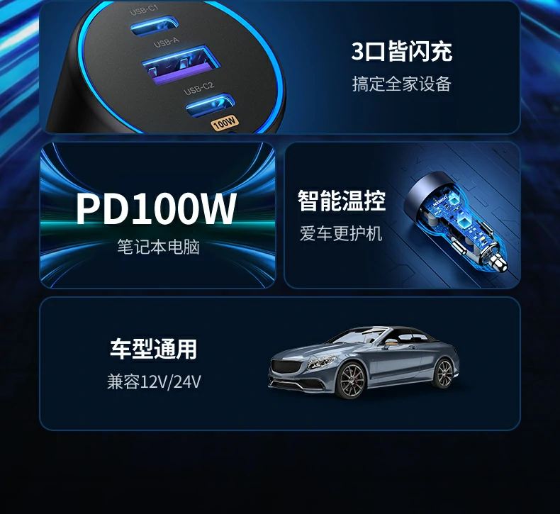 绿联130w车载充电器快速充电展示 绿联130w车载充电器快速充电展示