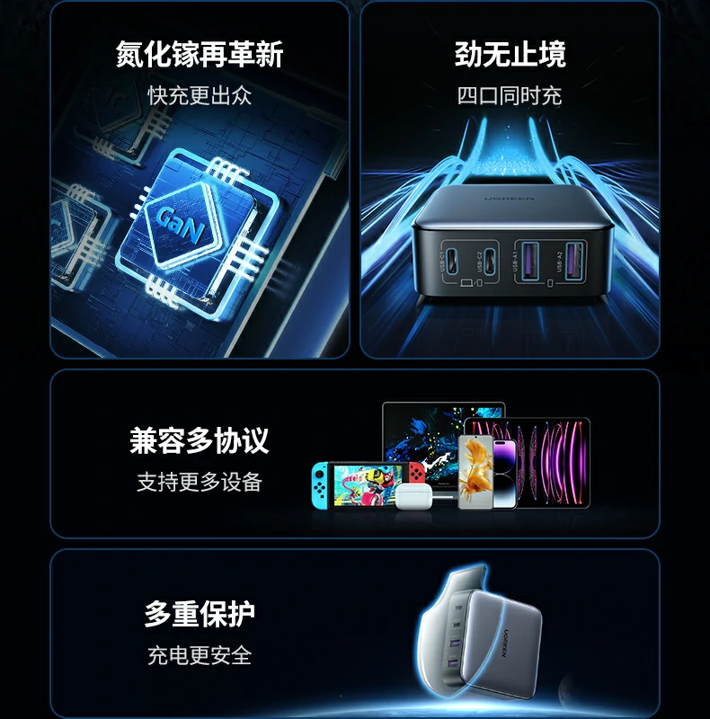 绿联氮化镓oms同步整流开关电源协议ic芯片 绿联氮化镓技术芯片体积小效率高