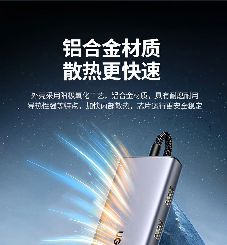 绿联cm498-15600 type-c扩展坞 接头线材细节