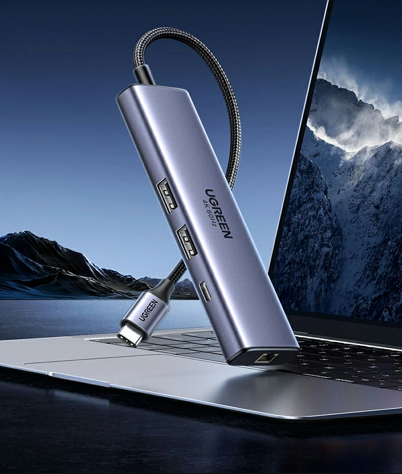 hdmi 4k@60hz投屏 - 办公演示与影音娱乐画质清晰流畅 绿联cm512-45000 hdmi接口特写,支持4k@60hz高清输出