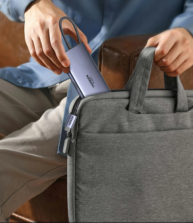 紧凑合理结构 - 不占桌面空间,便携实用 绿联cm512-45000产品尺寸标注图(122×34×15mm主体 12mm接头)