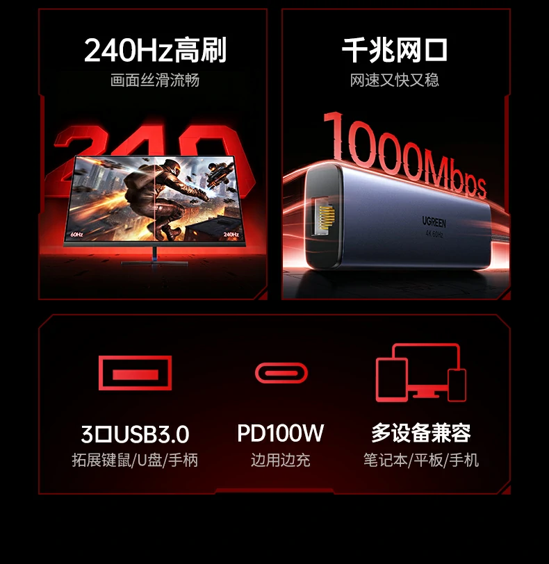 绿联cm512-75643 type-c3.0数据接口特写