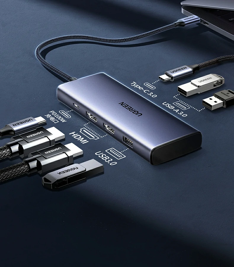 绿联cm639四口usb3.0接口布局示意图