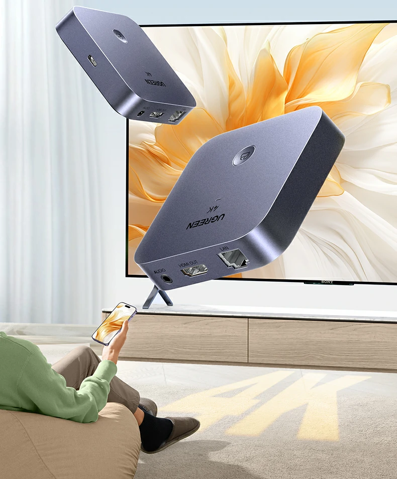 4k/30hz高清分辨率 绿联投屏器画面清晰细腻无卡顿