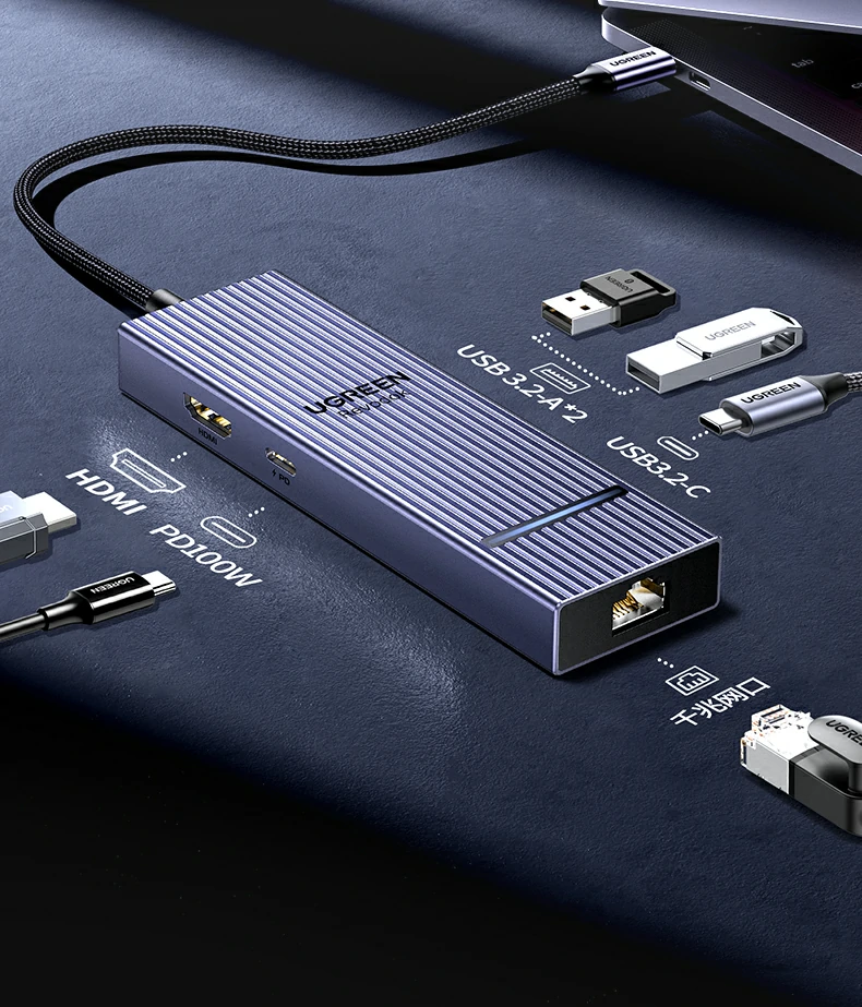 绿联cm828千兆有线网口特写（1000mbps）