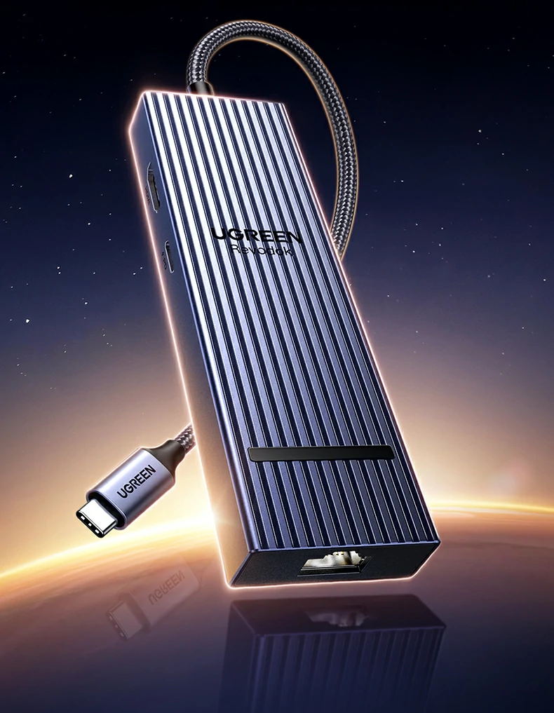 绿联type-c六合一扩展坞多接口布局展示