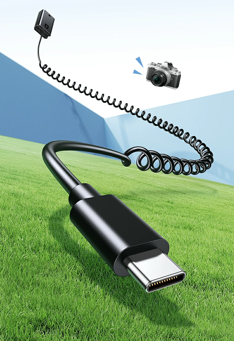 ugreen绿联-更专业更安心的数码品牌 绿联相机模拟电池type-c接口特写,支持充电宝续电使用场景