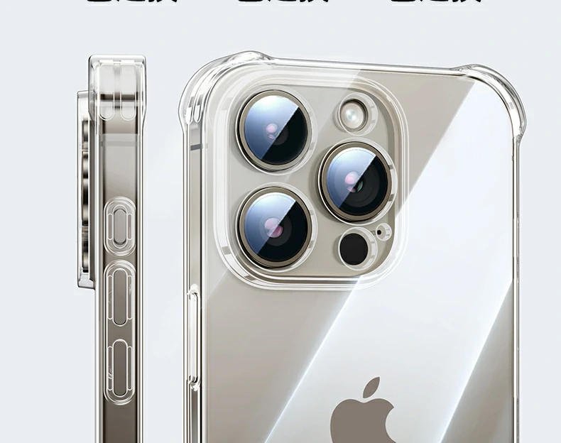 超晶透设计 - 透光率≈90%,尽显手机原色美感 iphone15手机壳正面展示,超晶透尽显原机美感
