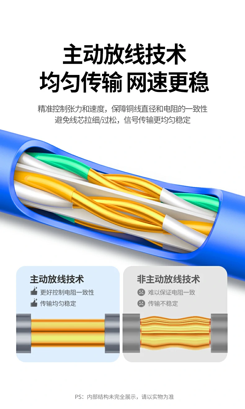 清晰米标便于按需裁剪减少工程浪费 绿联nw330六类工程网线清晰米标裁剪示意